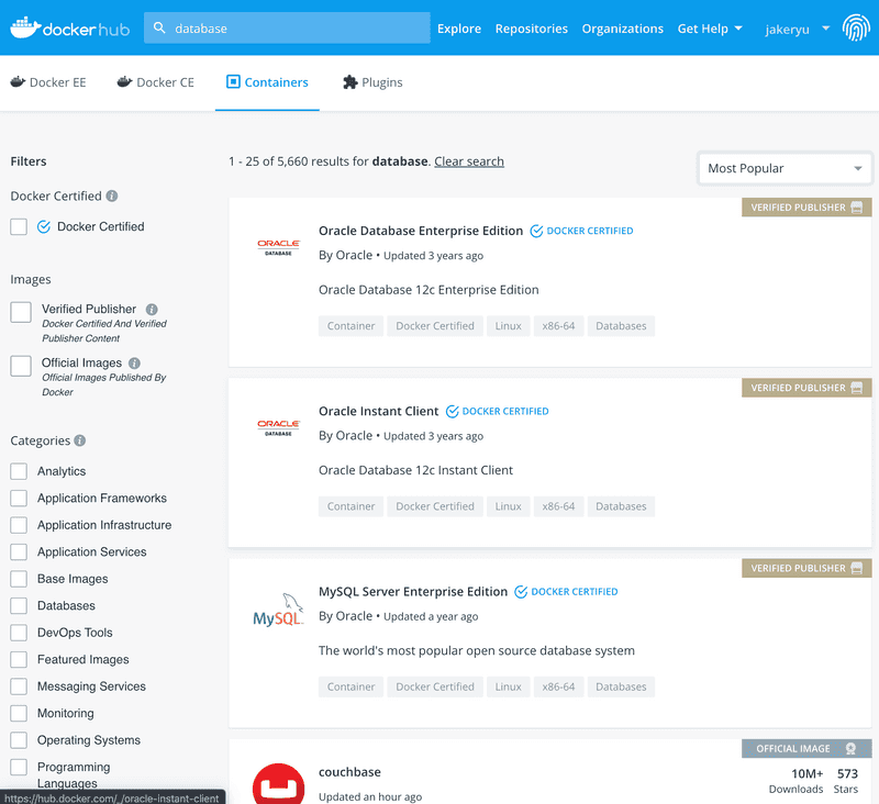 docker-hub-databases